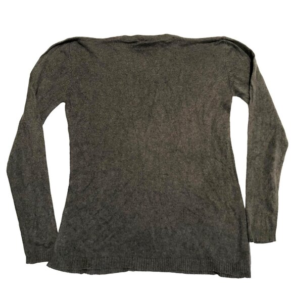 GRAY CASHMERE SILK SWEATER SIZE LARGE V NECK LONG SLEEVE LIGHT ZZ SILK WOMENS - Picture 2 of 4